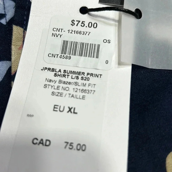 Jack & Jones NWT, linen cotton men shirt XL. floral ,long sleeve. Office,event - Picture 15 of 16